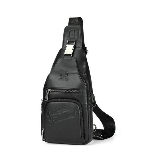 BULL CAPTAIN Genuine Leather Sling Bag for Men Vintage Chest Crossbody Pack