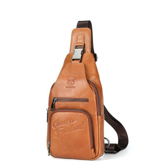 BULL CAPTAIN Genuine Leather Sling Bag for Men Vintage Chest Crossbody Pack