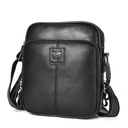 BULL CAPTAIN Genuine Leather Crossbody Bag for Men Vintage Multi-Pocket Messenger Bag