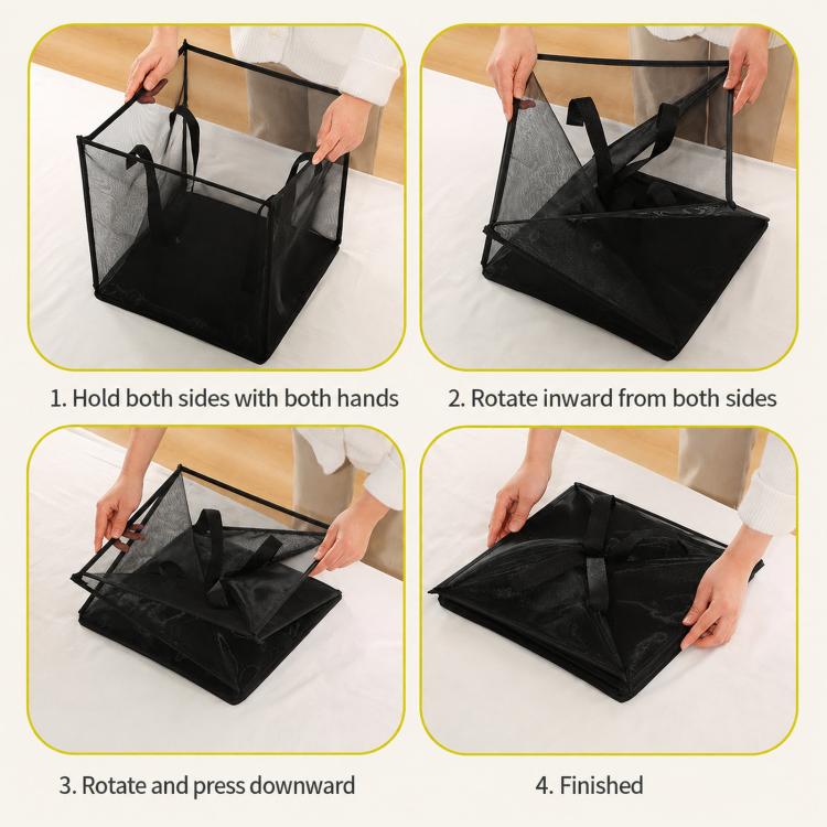 Collapsible Mesh Laundry Hamper Portable Clothes Storage Basket With Handles, Single Layer Black, Single Layer White, Single Layer Gray, Double Layer Black, Double Layer White