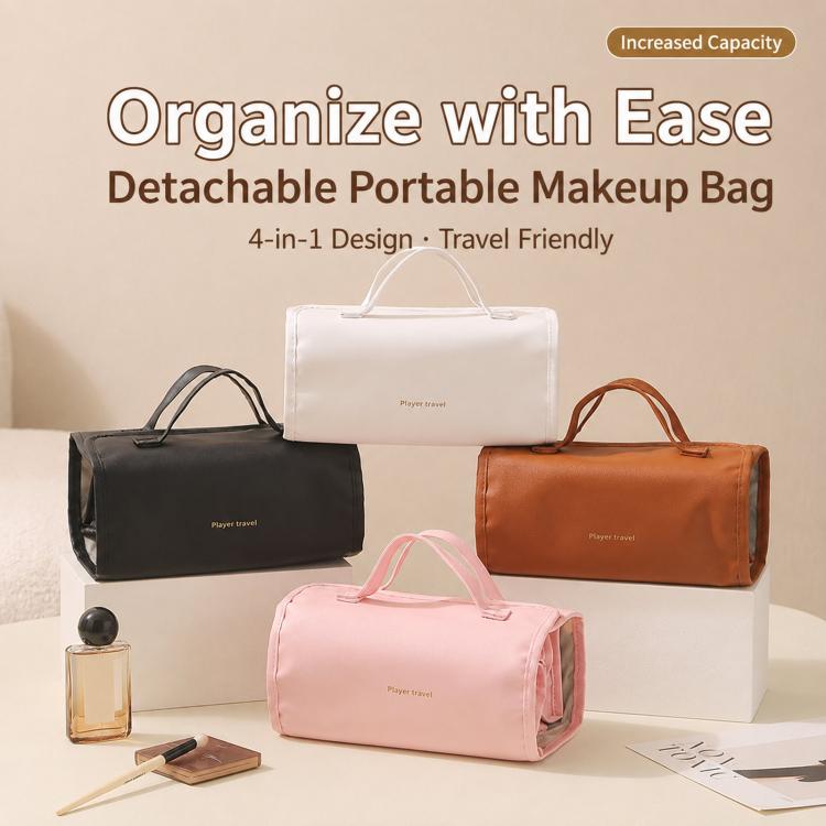 4 In 1 Roll Up Makeup Bag Detachable Clear Toiletry Organizer Waterproof Cosmetic Travel Case