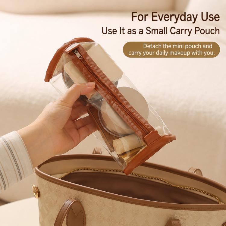 4 In 1 Roll Up Makeup Bag Detachable Clear Toiletry Organizer Waterproof Cosmetic Travel Case