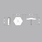 Three-fold umbrella size diagram: bag, folded canopy, open canopy with 100 cm dims.