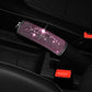 Rhinestone car handbrake cover with pink-purple crystal grid sparkle over parking lever