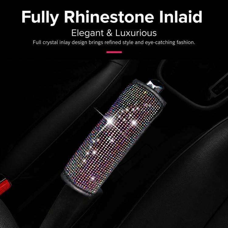 Rhinestone handbrake cover with full crystal inlay and chrome-toned edges on lever