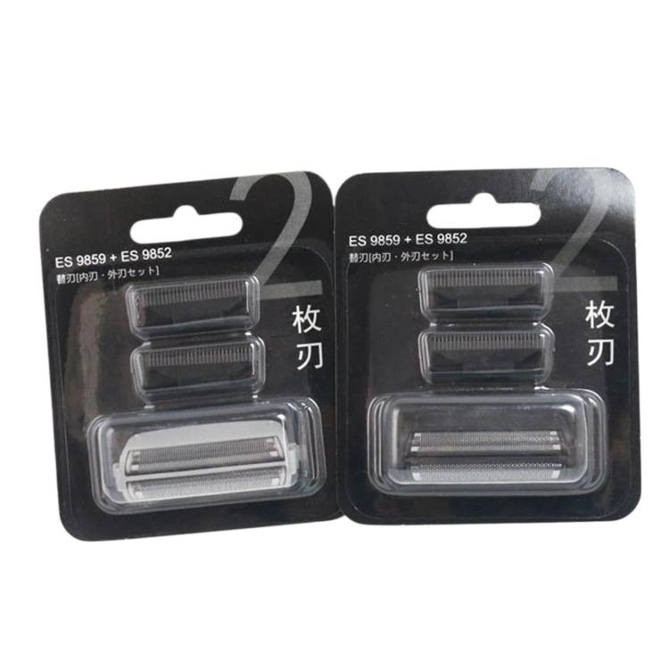 Two black shaver foil and cutter head packages, each with three replacement blades