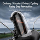 Motorcycle phone mount with clear rain-protecting sunshade cover over a phone