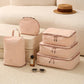 Pink packing cubes set: three stacked zip pouches plus cube organizer bag