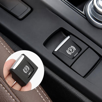 Electronic parking brake button replacement, black with P icon and silver trim