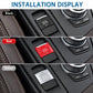 Electronic parking brake button replacements in black, red, and silver with P icon