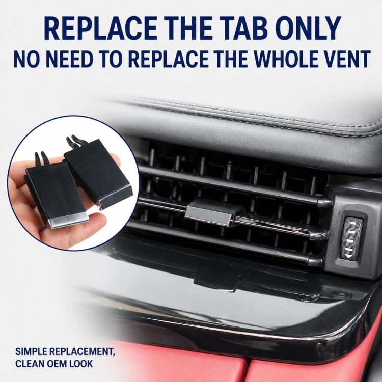 Air vent grille insert replacement on dashboard vent, black with chrome edge