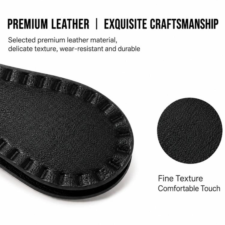 Black leather-style magnetic hem clip pair with textured finish