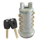 Door lock cylinder, silver metal with gold pins and two keys