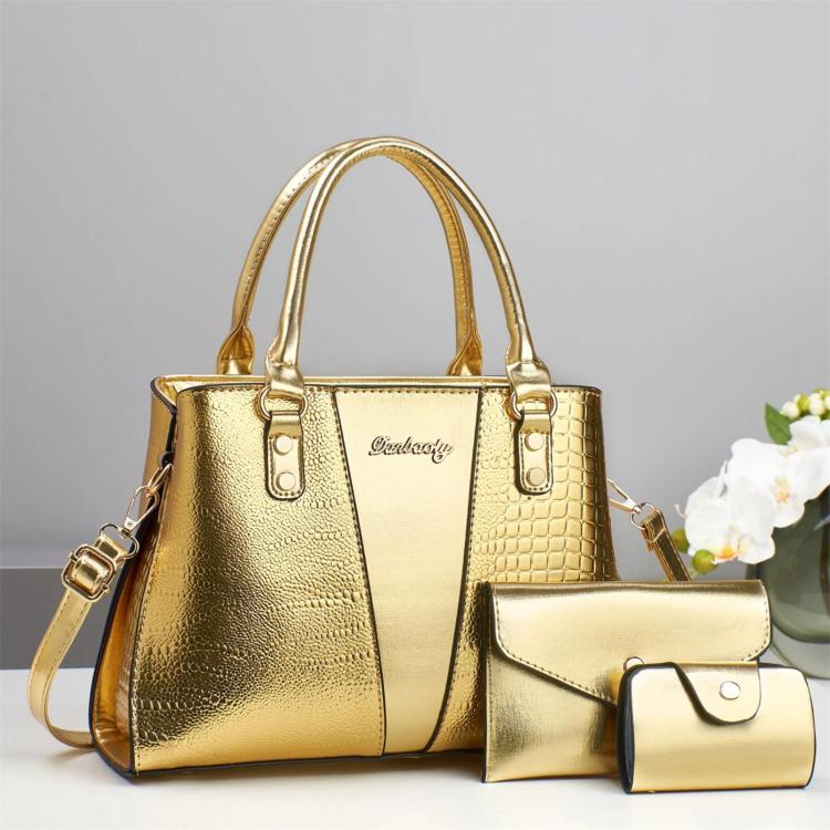 3pcs /Set Crocodile-Patterned Tote Shoulder Bag