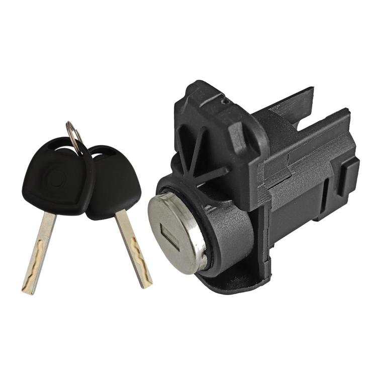 Car door lock cylinder with two keys and black key fobs