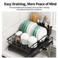 Expandable Dish Drying Rack With Drainboard Countertop Dish Strainer Rack With Cutlery Holder