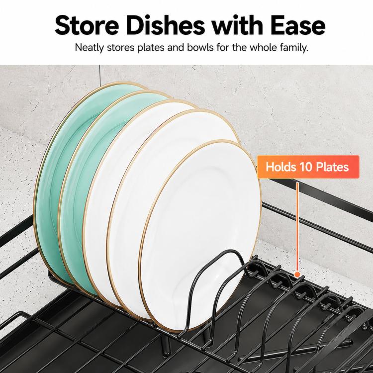 Expandable Dish Drying Rack With Drainboard Countertop Dish Strainer Rack With Cutlery Holder