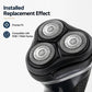 Installed rotary shaver head with three circular foils and green center cutter module