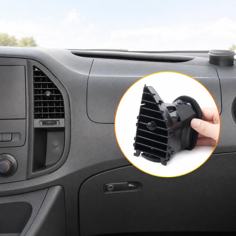 Air conditioning vent assembly being installed in Mercedes-Benz dashboard grille opening