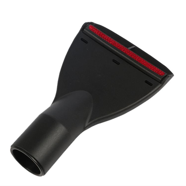 Universal vacuum upholstery tool with flat wide nozzle and red brush strip