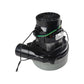 Wet/dry motor assembly with black top fan, wired connections, gray canister