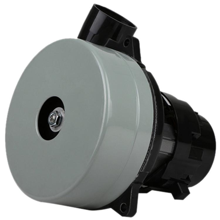 Gray pump housing with black motor unit and outlet nozzle