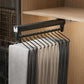 Black pull-out hanger rail top mount with multiple S-shaped hooks for scarves
