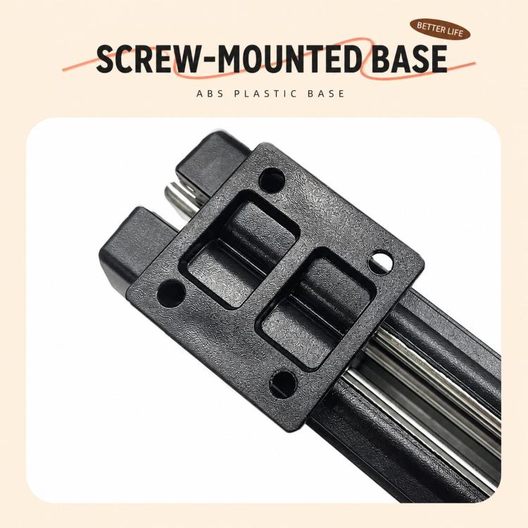 Screw-mounted base bracket for pull-out closet hanger rail, black