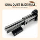 Dual quiet slide rails for telescopic closet hanger rod, black metal