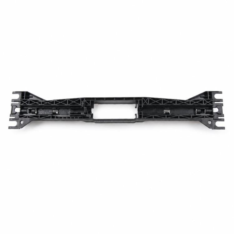 Black seat motor bracket frame with mounting tabs and reinforced ribs