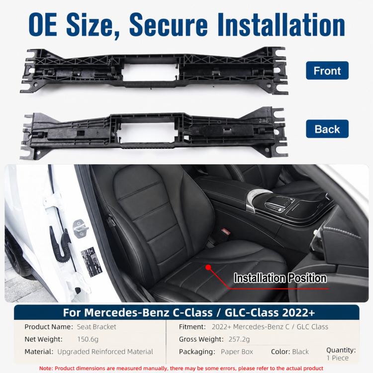 Seat motor bracket with front and back mounting views, installed under seat area