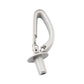 Gray-white rear seat belt guide device with light housing and metal mounting pins.