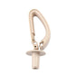 Satinized beige rear seat belt guide device with light housing and metal mounting.