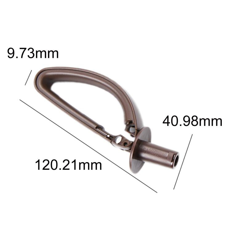 Brown seat belt guide clip with mounting pin, curved loop shape