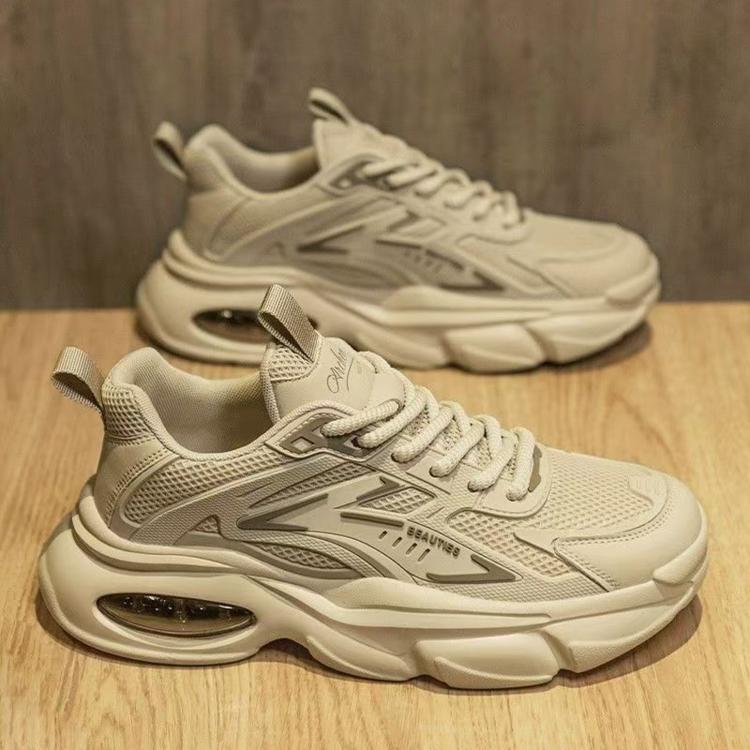 Men Cushioned Breathable Casual Sneakers, Kahki, Black, Beige