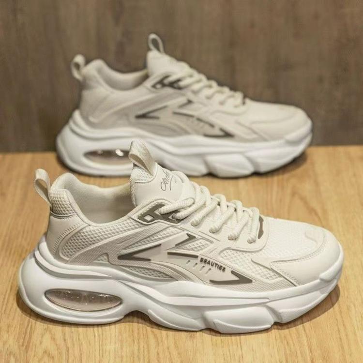 Men Cushioned Breathable Casual Sneakers, Kahki, Black, Beige