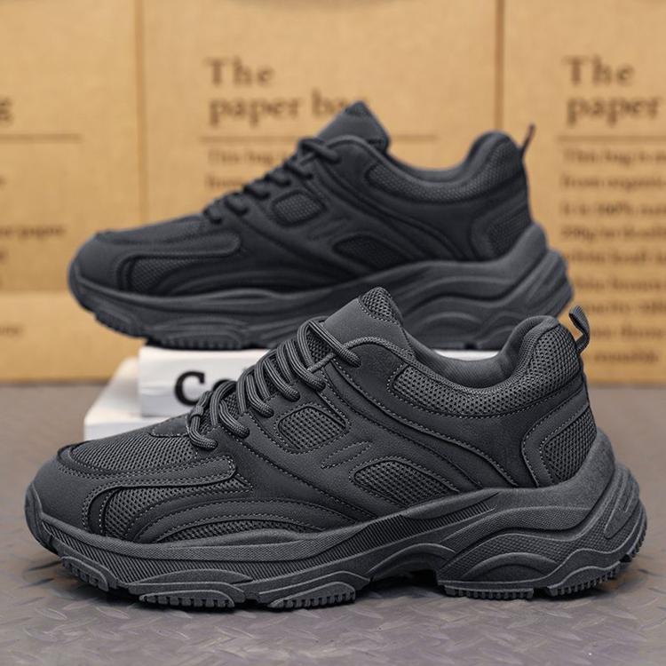 Men's grey lace-up running sneakers with padded collar and thick anti-slip outsole