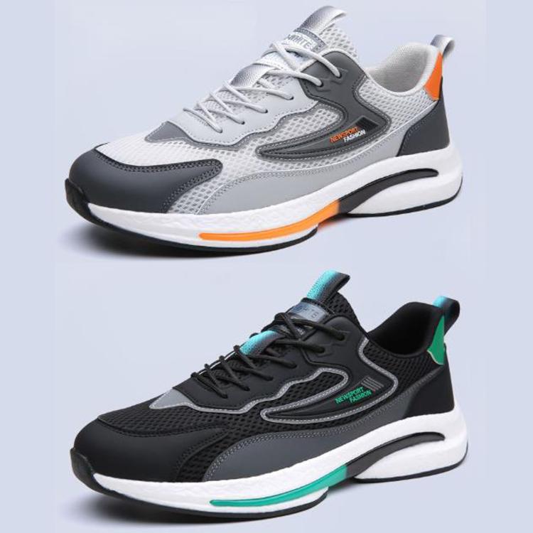 Men's running sneakers set: light gray/orange and black/teal with white soles