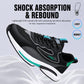 Men's breathable running sneaker, black with teal trim and white midsole