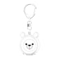White bear-face personal alarm keychain with metal clip and ring loop