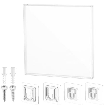 Clear acrylic 7-inch vinyl record wall mount display case with mounting hardware