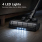 Motorized floor brush head with bright LED strip on clear roller and dark housing