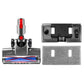 Motorized floor brush head with on/off switch and gray microfiber mop pad