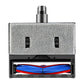 Motorized floor brush head with gray microfiber mop pad and exposed brush roll