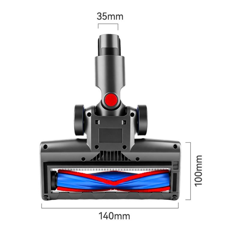 Motorized floor brush head size diagram, 140mm wide and 100mm tall