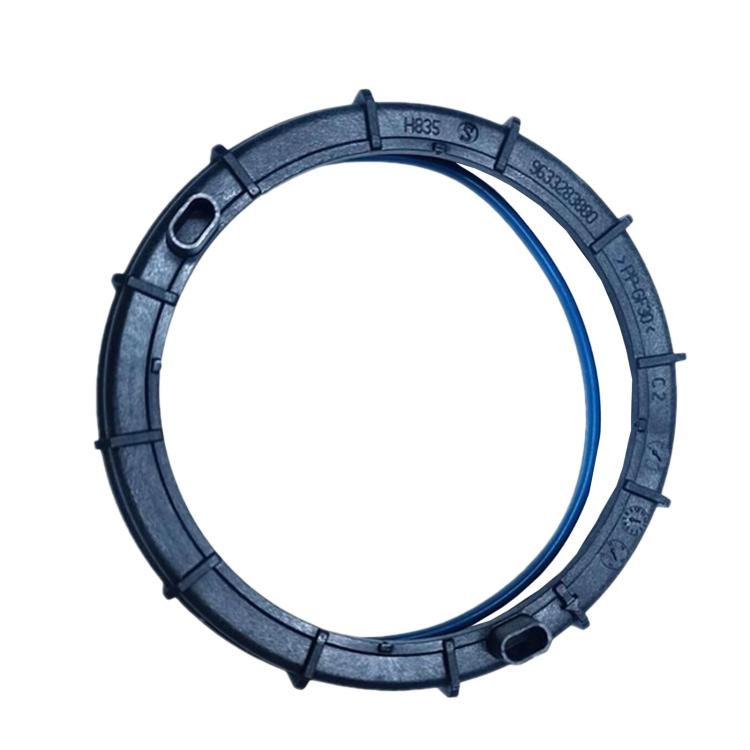 Fuel pump cap ring with molded tabs, dark blue circular gasket