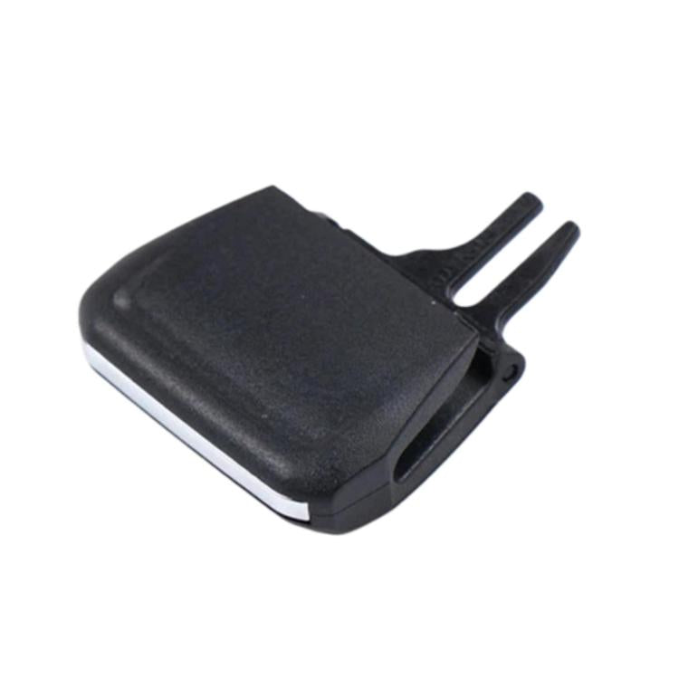 Black air vent grille paddle clip, small plastic piece with two mounting prongs