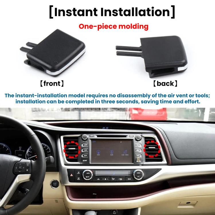 Pair of black air vent direction adjustment paddles, front and back views