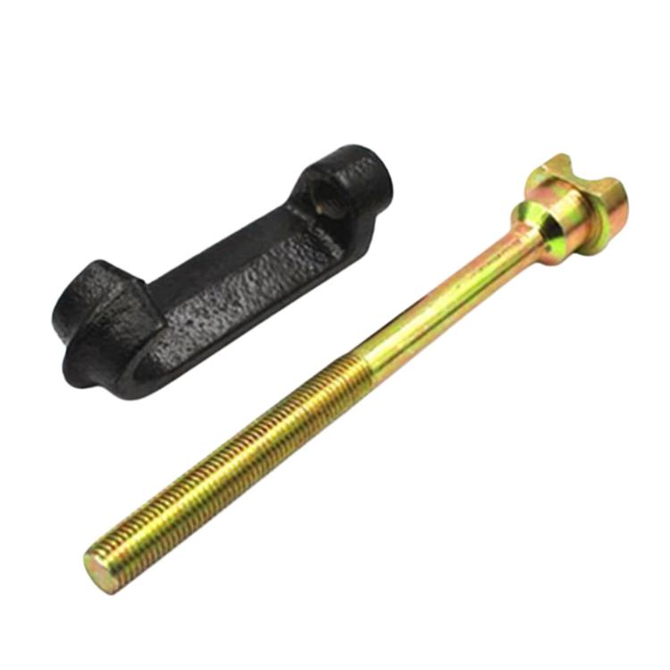 Spare tire hook with black rubber support and gold threaded mounting stud