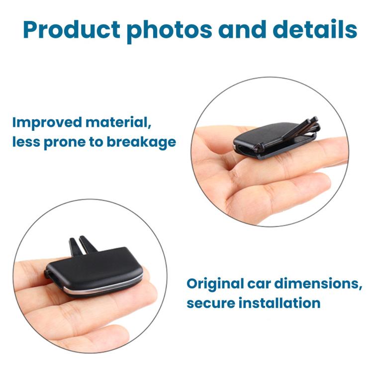 Black air vent paddle slip cover held in hand with two prongs and base